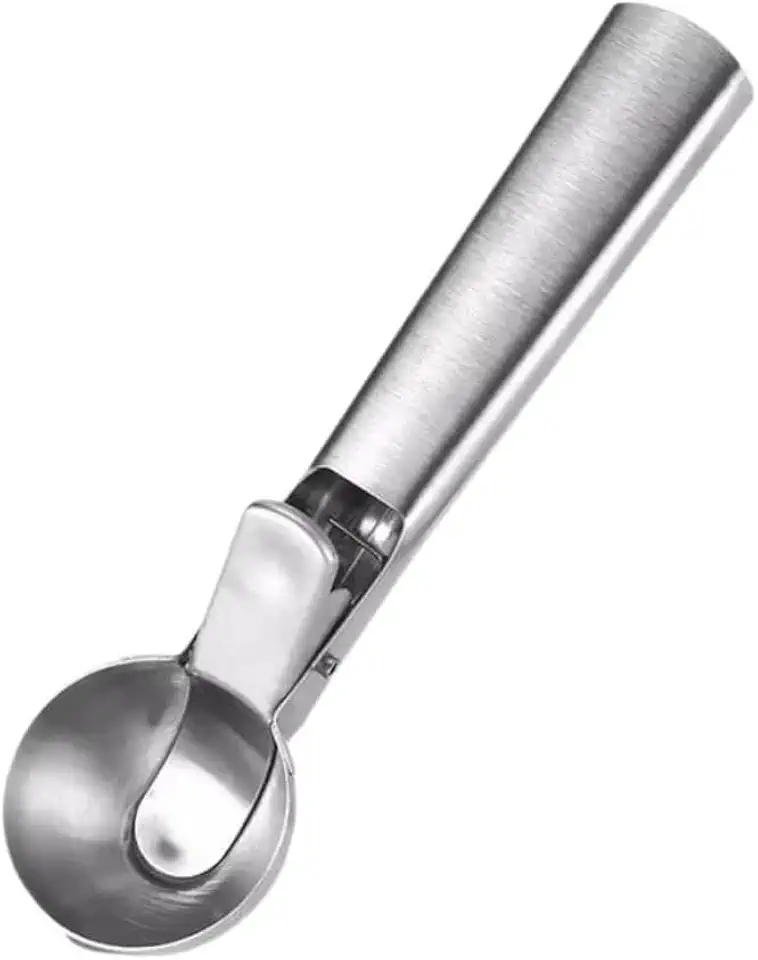Colher de Sorvete em Aço Inox com Ejetor – Concha Profissional para Sorvetes, Frutas e Sobremesas, Durável, Anticorrosiva e Fácil de Limpar - Premium