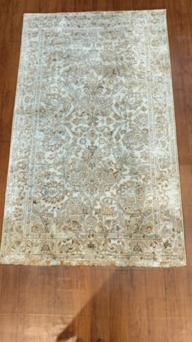 Image of 2x5 Feet (60x150 CM) Carpet for Bedroom Living Room & Hall - Beige Brown Classic Modern Abstract Geometric Silk-Touch Luxury Hotel-Style Washable Anti-Skid Turkish Area Rug