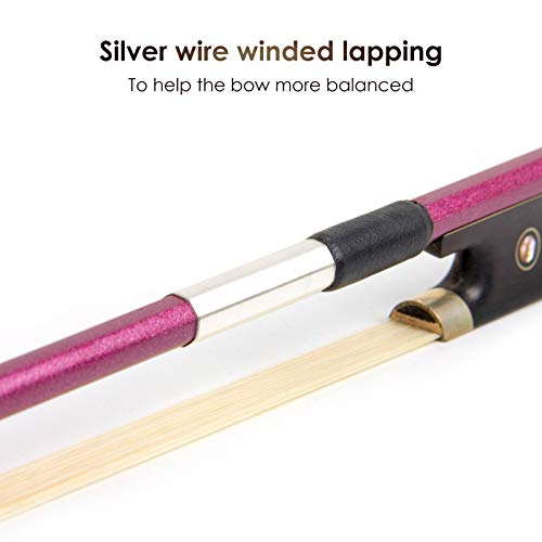 Image of Kmise Carbon Fiber Violin Bows: Lightweight Violin Bow 3 /4, Anti-Deformation Fiddle Bow, Ultra-Stretchy Horse Hair, Gift for Professional, Beginner, Adults, Kids Violins Practice (Purple)