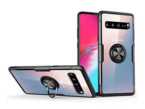 SORAKA Clear Case for Samsung Galaxy S10 5G with Ring Holder,Slim Fit Case Transparent Hard PC Cover Samsung Galaxy S10 5G Case with Metal Plate for Magnetic Car Phone Holder