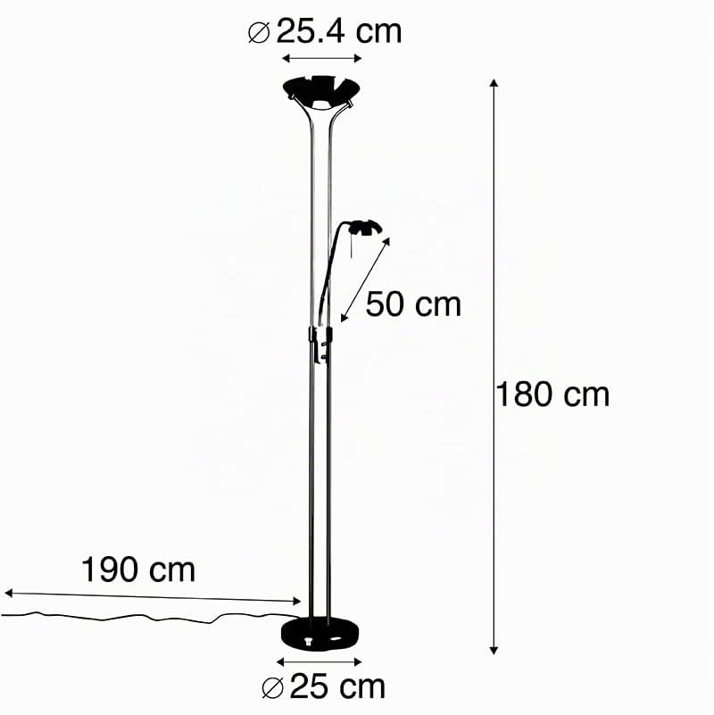 QAZQA diva - LED Dimmerabile Lampada da terra uplighter dimmer incluso Moderno - luce - Ø 254 mm - Acciaio - Moderno - Soggiorno I Camera da letto I Sala da Pranzo I Cucina