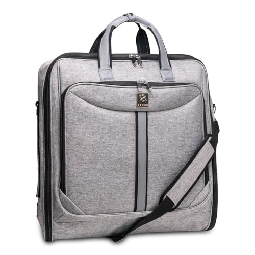 ZEGUR Kleidersack für Reisen Faltbare Anzughülle für Business-Trips mit Schultergurt Wasserabweisendes 1800D Polyester Handgepäck für Anzüge & Kleider - Grau