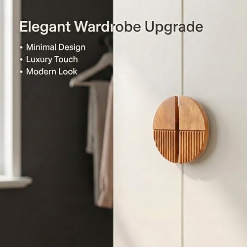 Image of Teak Wood Wooden Wardrobe Handle /Cabinet Handle /Wardrobe Door Pull Handle (6 x 3 Inch) Natural Wood Finish - Model 5021-| 3 Years Warranty |