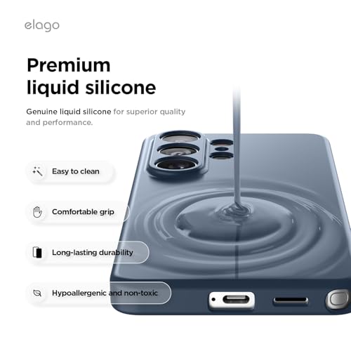 Image of elago Magnetic Silicone Case Compatible with Samsung Galaxy S26 Ultra Case, Compatible with MagSafe Accessories, Protective Cover, Shockproof, Slim, Anti-Scratch Soft Microfiber Lining (Jean Indigo)