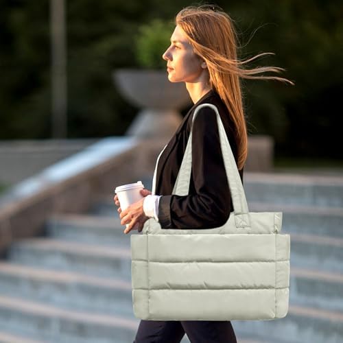 Dameshandtas, gewatteerde puffy tote bag, lichte schoudertas