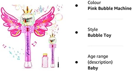 Ucradle Bubble Machine, Automatic Bubble Wand for Kids Blower Magic Fairy Stick Bubble Maker with Musical Light, 1000+ Colorful Bubbles Per Minute with Bottles of Solution, Party Toys for 3+ Girl