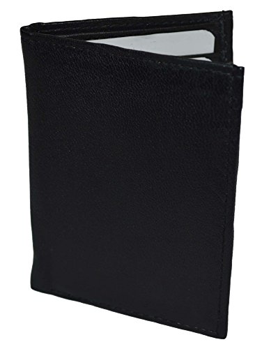 Leatherboss Genuine Leather Slim Bifold ID Credit Card Holder Wallet, Black3