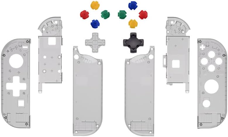 eXtremeRate Transparent Clear Blue Joycon Handheld Controller Housing (D-Pad Version) w/Full Buttons, DIY Replacement Shell Case for Nintendo Switch & Switch OLED Joy-Con Console Shell NOT Included