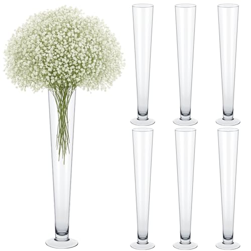 Amylove 6 Pcs Trumpet Glass Vase Bulk 24