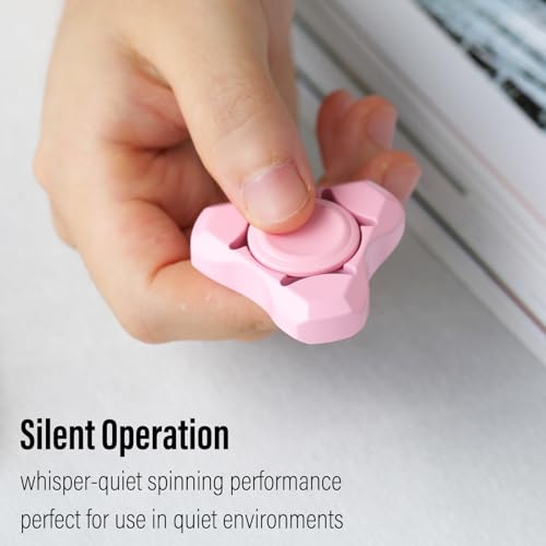Image of FREELOVE Premium Metal Fidget Spinner for Adults, Stainless Steel Heavy Silent Spinner with Precision Bearing, Small Office Desk Toy & EDC for Stress Relief Focus ADHD, Ceramic Plated Pink