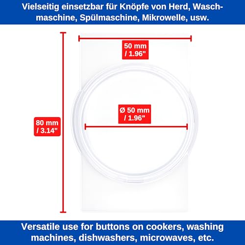 Herdknopf Kindersicherung, für 6 Knöpfe, Montage ohne Knopf Demontage, für max. Ø 4,9 cm und 4 cm hohe Herdknöpfe mit min. 6,1 cm Abstand Mitte-Mitte, transparenter Kleber, Herdschutz Baby Sicherung