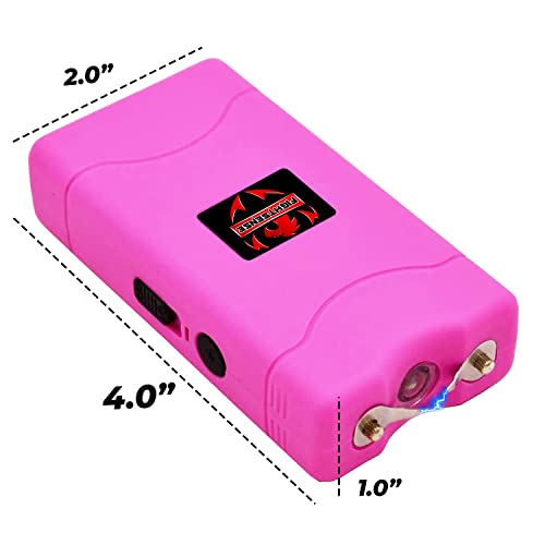 Super Heavy Duty 35 Billion Mini Stun Gun For Self Defense With Bright Led Flashlight, Rechargeable Battery, Nylon Holsters With Belt Loop For Easy Cary (Pink) #TOP5