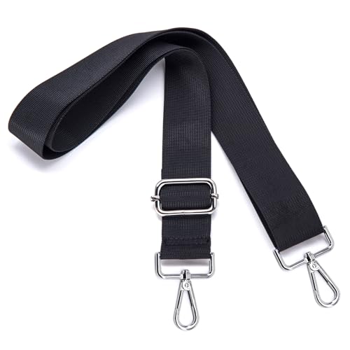 Image of S&loyoe Purse Straps Replacement Crossbody Bag Strap Adjustable Wide Guitar Straps for Handbags 1.5inch (A pure black silver), Large