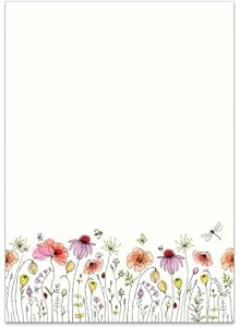 The Lazy Panda Wildblumen Briefpapier WPWF40, 36 Blatt