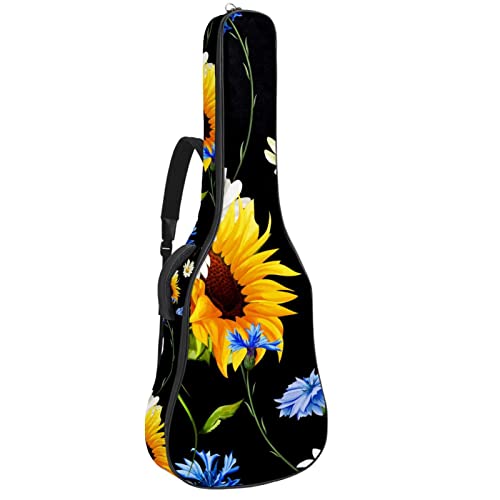 Sunflowers Camomille Housse de transport rembourrée imperméable Oxford pour guitare avec bandoulière réglable - Les Beatles, Paul McCartney, John Lennon, RIngo Starr, George Harrison Sunflowers Camomille Housse de transport rembourrée imperméable Oxford pour guitare avec bandoulière réglable