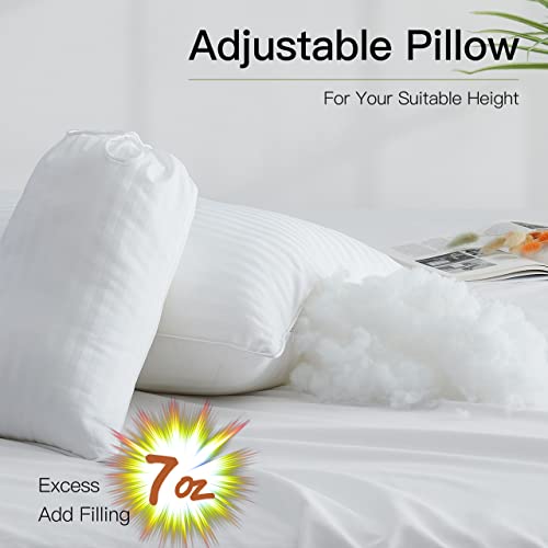 Acrafsman Adjustable Down Alternative Pillows,Plush Gel Bed Pillows For Sleeping,Hotel Collection,100%Breathable Cotton,1-Pack Pillows,Queen Pillows(20X28Inches, White Stripe) Set Of 1 #TOP1