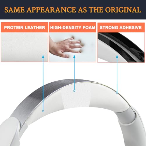 Cinta para diadema SOULWIT para audífonos Anker Soundcore Space Q45, repuesto para almohadillas de diadema – Blanco miniatura 3