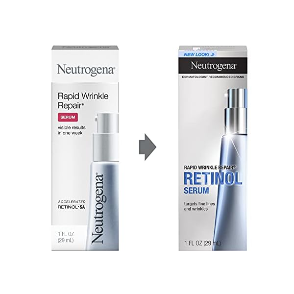 Neutrogena Rapid Wrinkle Repair Retinol Anti-Wrinkle Face Serum with Hyaluronic Acid, Daily Anti-Aging Facial Serum for Fine Lines & Wrinkles, Mineral Oil- & Dye-Free, 1 fl. oz