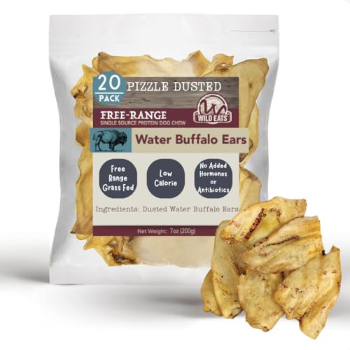 Wild Eats Water Buffalo Dusted Ear Dog Chews 20 Count Single Ingredient