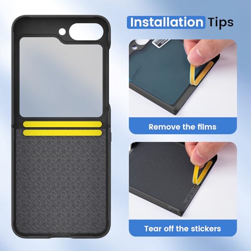 Image of Ruky for Z Flip 6 Case Built-in with Privacy Screen Protector, Black | Support Wireless Charging Full Body Cover Shockproof Hard PC Ultra-Thin Phone Case for Samsung Galaxy Z Flip 6, Black