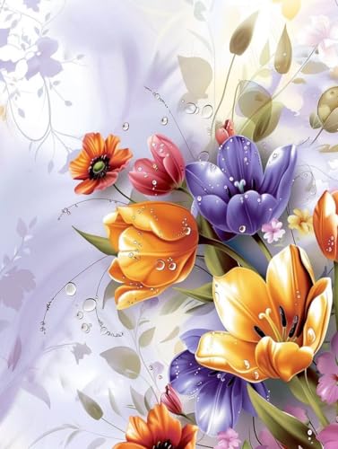 数字油絵キット 花 数字で塗り絵 植物 完全手書き 絵画 DIY 塗り絵 手塗り 大人の子供のための ナンバーペイント初心者向け 簡単 ペイントバイナンバー アクリル レトロ クリエイティブアート ハンドメイドクラフト 玄関リビングと寝室の飾りに最高 額縁