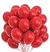 Prextex 75 Red Party Balloons 12 Inch Red Balloons with Matching Color Ribbon for Red Theme Party Decoration, Weddings, Baby Shower, Birthday Parties Supplies or Arch Décor - Helium Quality