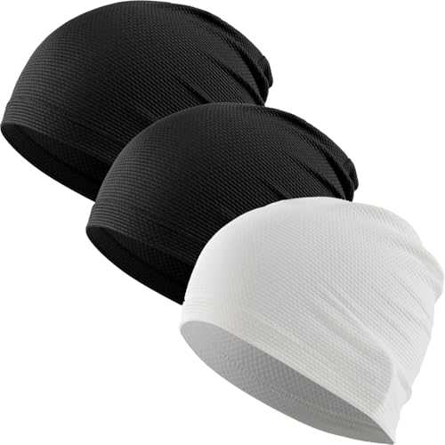 WTACTFUL 3 Stück - Laufmütze Herren und Damen Sportmütze Fahrrad Mütze Skull Cap Atmungsaktiv für Laufen Radfahren Klettern Jogging Fitness Outdoor Schwarz+Schwarz+Weiß