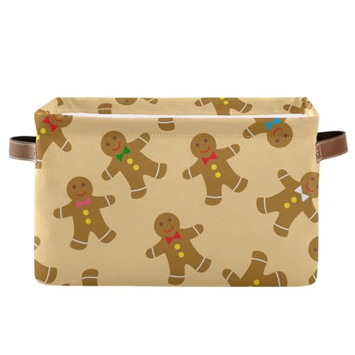 Mnsruu Cesto portaoggetti per scaffali, graziose scatole di pan di zenzero con manici, grandi contenitori per armadio