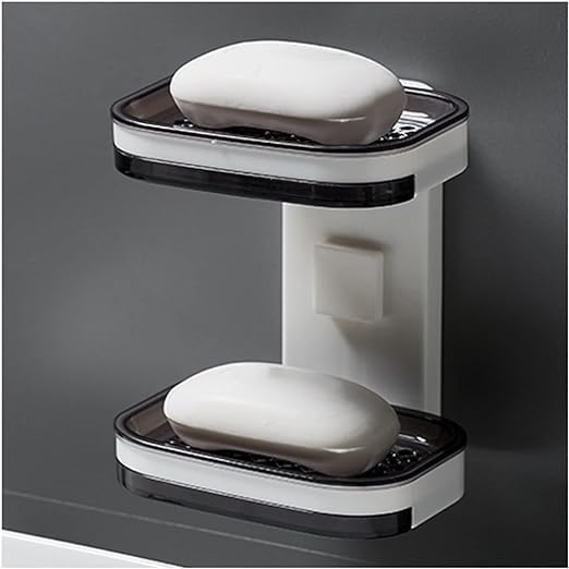 Wall Mounted Double Layer Soap Dish Punch-Free Drawer Draining Holder Kitchen Sponge Storage Box Bathroom Organizer Rack Shelves (Black) (Double Layer) (B0CT5NZ3MD) Amazon Price History, Amazon Price Tracker