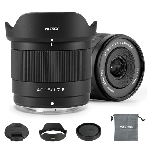 VILTROX 15mm F1.7 Air Objectif autofocus pour Les Sony à Monture E STM Objectif Grand Angle APS-C Camera Lenses Compatible avec Sony A6100 A6300 A6400 A6500 A6600 NEX...