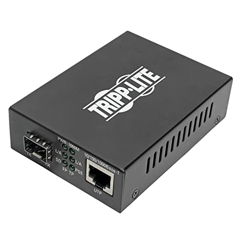 Tripp Lite Cusotomizable SFP Fiber Media Converter, Fiber to Ethernet Converter, Gigabit, POE+, 10/100/1000 (N785-P01-SFP)