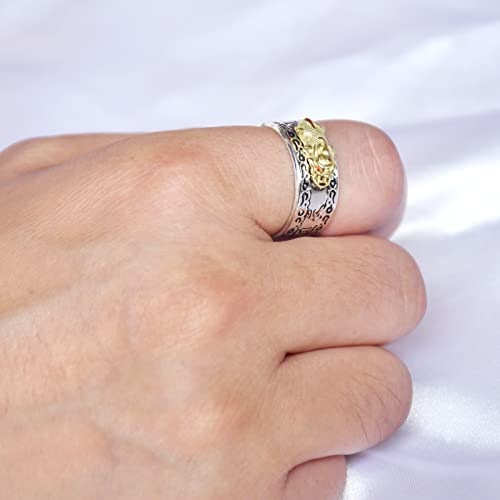 Hj Huaj 990 Silver Feng Shui Rings Pixiu Mani Mantra Protection Wealth Ring Adjustable Ring #TOP1