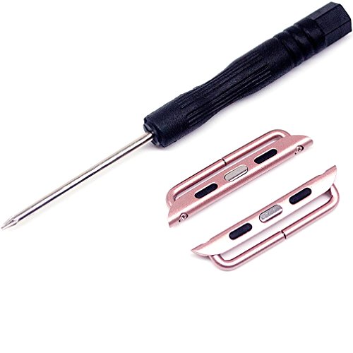 Newon Adapter Compatible with Apple Watch Band, for iWatch 41mm 40mm 38mm Clasp Hardware Connector Lug with Replacement Tool - Pink 38/40/41