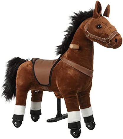 Ride-On Horse,Toy Horse,Riding Horse,No Battery,No Electricity,Mechanical Pony Brown,Rideable Pony,Walking Horse Ride for Age 3-6 Years or Up to 121.25 Pounds,Small,Brown