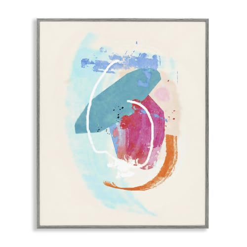 Modern Blue Pink Geometric Abstract, 11 x 14 Inch Framed Giclée Print