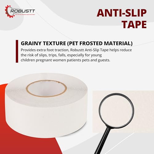 Image of Robustt Anti Skid /AntiSlip 18 Meter 50MM (White) Fall Resistant with PET Material and Solvent Acrylic Adhesive Tape for Slippery Floors, Staircase, Ramps, Indoor, Outdoor Use