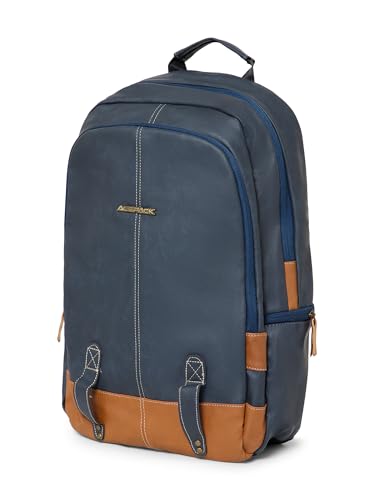 Image of ACEPACK Vegan Blue Leather Laptop Backpack - 20L, Laptop Sleeve, Anti-Sweat Padding & Organizer with Cable Slot