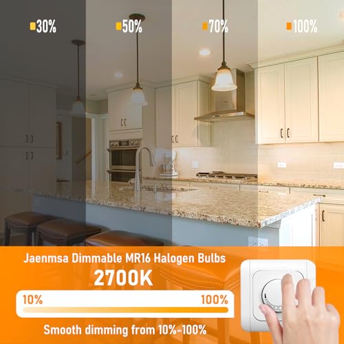 MR16 Halogen Bulbs 50W,6 Pack 12V 50W MR16 Light Halogen Bulbs 2 Pin GU5.3 Base Dimmable with Clear Glass Cover,High Output 2700K Warm White mr16 Light Bulb for Landscape Lights, Track Lights