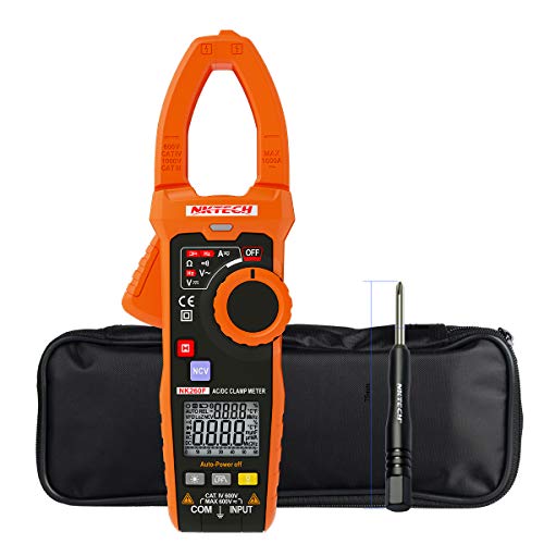 Nktech NK260 A temperatura multimetro digitale pinza AC DC tensione corrente 600 a resistenza 60 m Ohm frequenza 1 kHz auto Scan, Dual display LCD retroilluminato tester clip kit