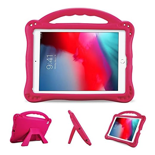 ProCase Barnfodral för iPad 9.7 2018 2017 (6:e 5:e generationen) / iPad Pro 9.7/iPad Air 2/Air 1, Ultra Stötsäker Lätt Robust Fodral Skyddsfodral med Handtag Kickstand - Magenta
