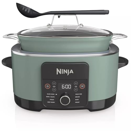 Ninja Foodi PossibleCooker PRO 85 Quart Multi Cooker with 8 in 1 Slow Cooker Dutch Oven Steamer More Glass Lid integrated Spoon Nonstick Oven Safe Pot to 500F Sage Green