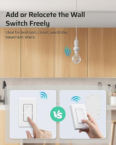 dewenwils remote control light bulb socket wireless light switch for pull chain light fixture remote light socket e26 e27 bulb base with wall mounted wireless controller no wiring etl listed