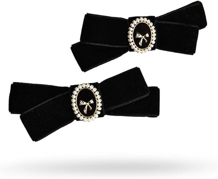 黒ベルベット一言クリップサイドレトロペアサイドクリップ女性のサイドクリップにサイド ClipClip ヘアクリップ