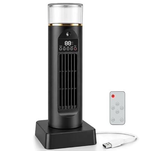 TOYTOPIE Ventilateur Tour, Ventilateurs de Table avec Télécommande, Ventilateur Oscillant 6 Vitesses, Brumisateur, Minuteur et LED pour Chambre, Bureau, Gaming et Table de Chevet