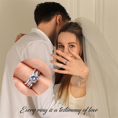 Image of Jeulia Diamond Band Rings for Women cz Sterling Silver Interchangeable Ring Sets Wedding Engagement Anniversary Promise Ring Bridal Sets