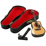 Tiardey Guitare Miniature en Bois   Modèle 10 cm   Mini Guitare avec Support et étui   Modèle Instrument de Musique   Décoration d'intérieur