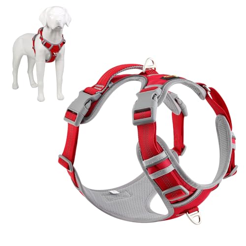 Plutus Pet No Pull Dog Harness, Release at Neck, Reflective Adjustable Dog Vest Harness, Easy Control Handle for Walking, for Small Medium Large Dogs, Red, XL