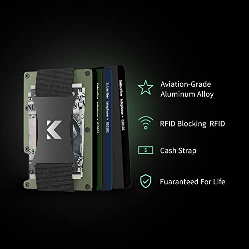 Keymarx Metal Wallet For Men Slim Front Pocket Rfid Blocking Minimalist Wallet Card Holder With Cash Strap #TOP2