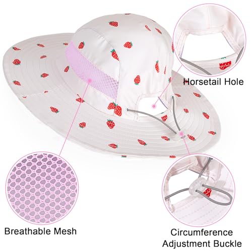 Image of Kids Sun Hat for Toddler Girls Unicorn Bucket Hats UV Protection Summer Hat for Kids Wide Brim Fishing Hat 2-8 Years