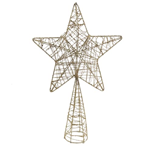 Ponteira De Árvore De Natal Estrela Champanhe 30x20x6cm